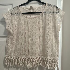 Love on a hanger, white crochet top